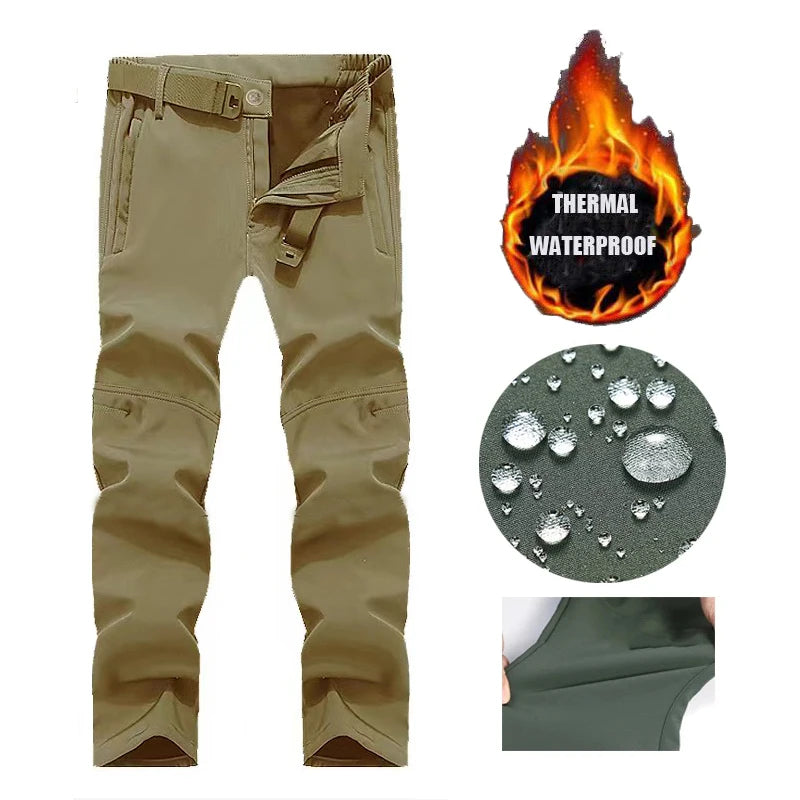 Men's City Cargo Fleece Softshell Hiking Pants for Autumn Winter Casual Trekking Climbing Fishing and Hunting M to 5XL