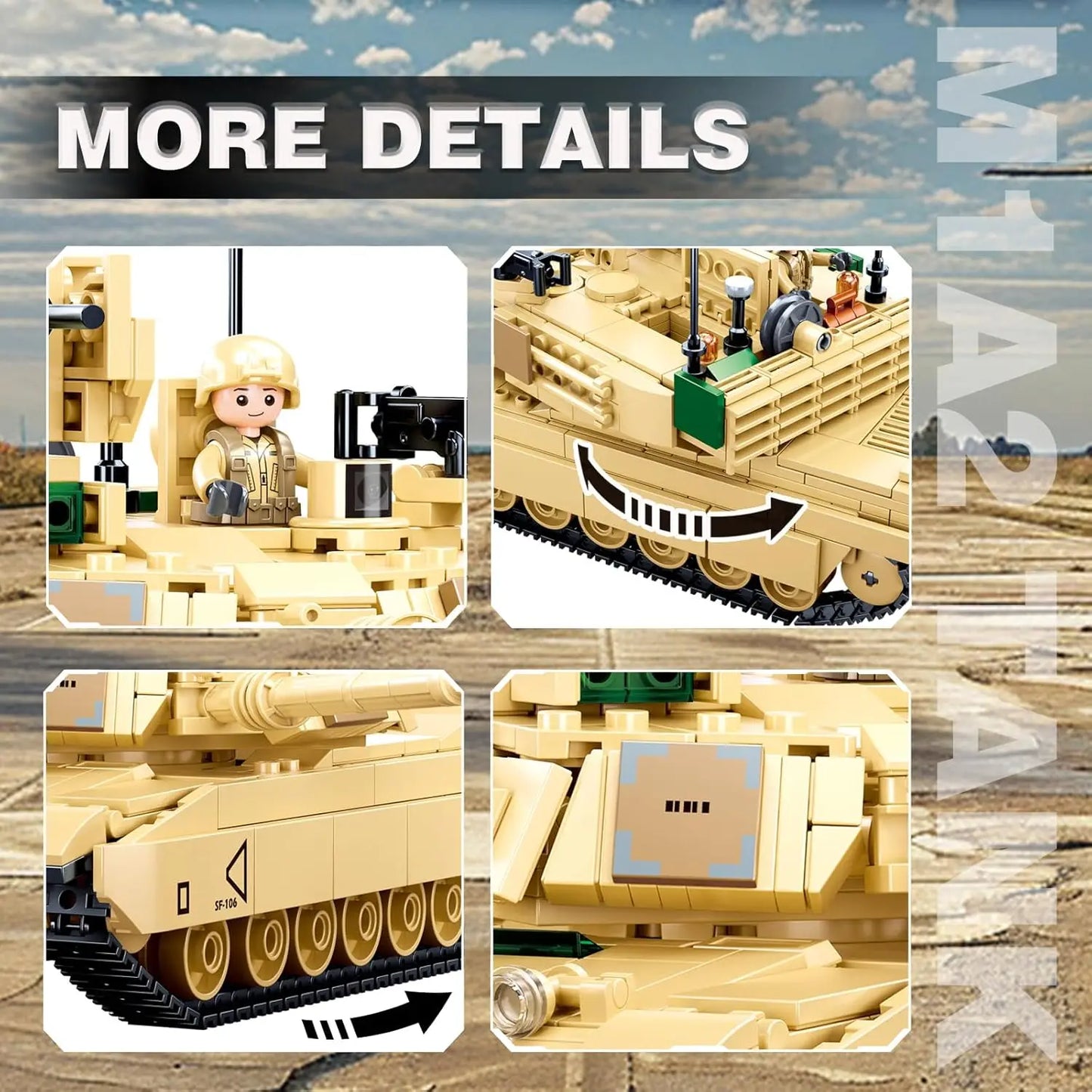 781PCS Military Series Model Building Block Toys M1A2 Tank
