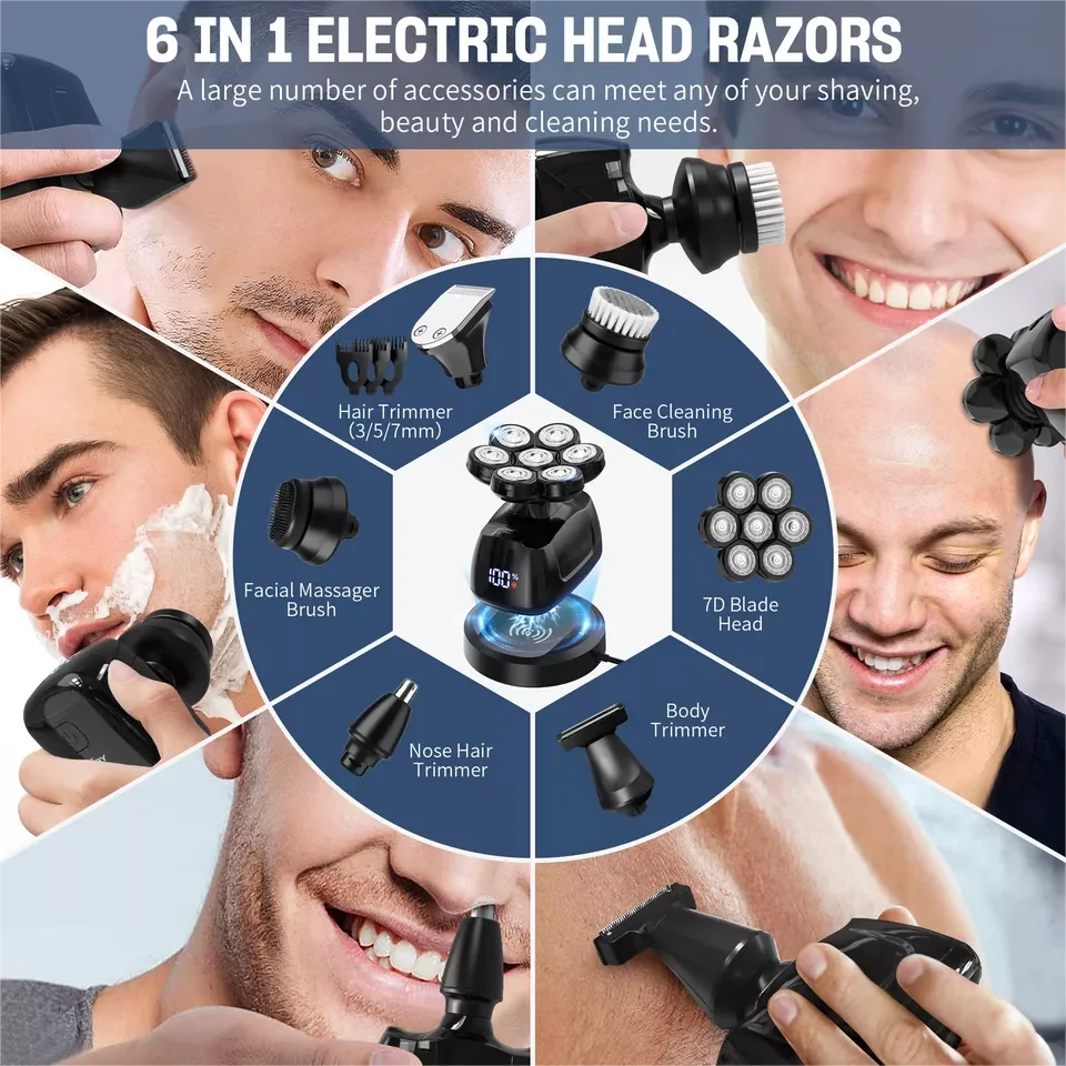 SEJOY 6-in-1 Multifunctional 7D Head Shavers for Men