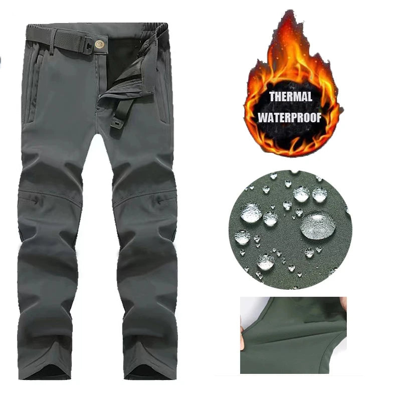 Men's City Cargo Fleece Softshell Hiking Pants for Autumn Winter Casual Trekking Climbing Fishing and Hunting M to 5XL