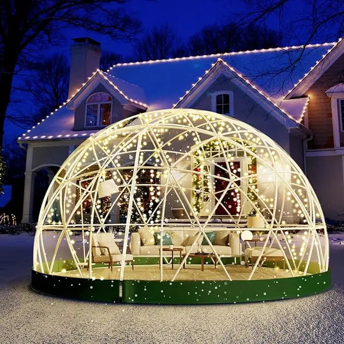 Garden Dome Greenhouse with PVC Cover, Waterproof Garden Bubble Dome Tent with 2 X 10M Light Strings