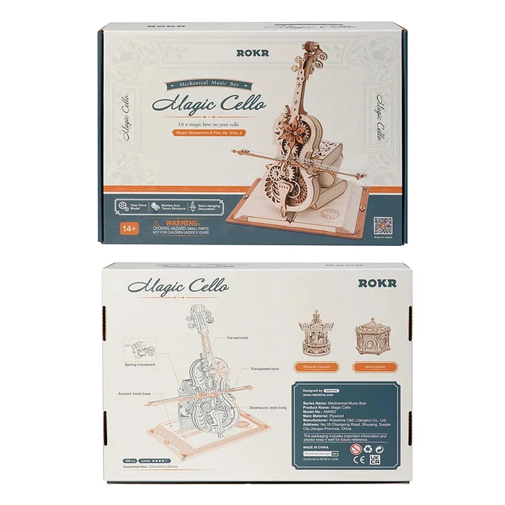 Robotime ROKR 3D Wooden Puzzle Magic Cello Music Box