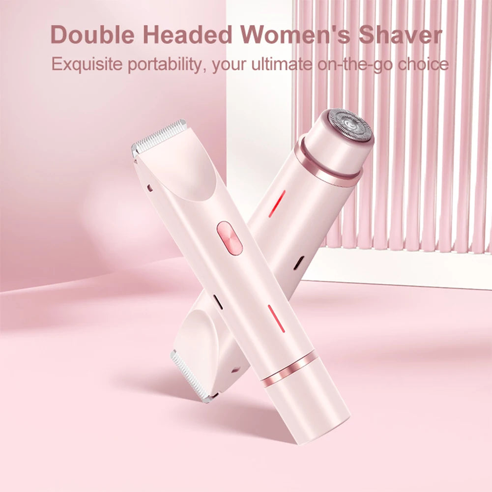 Women Electric Razors 2 in 1 Dual-Head Painless Trimmer