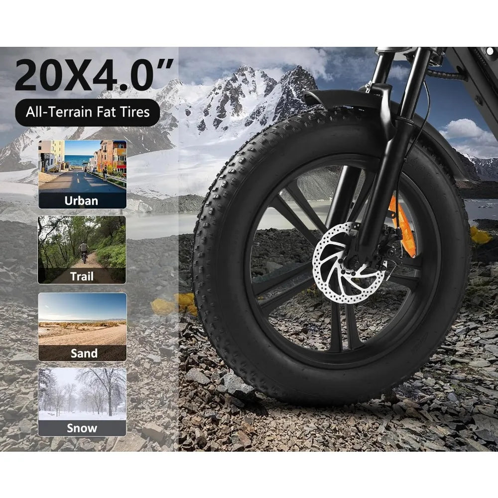 1500W Moped Style Electric Bike | 48V 18Ah Removable Battery,32MPH - All Terrain Fat Tire Bike