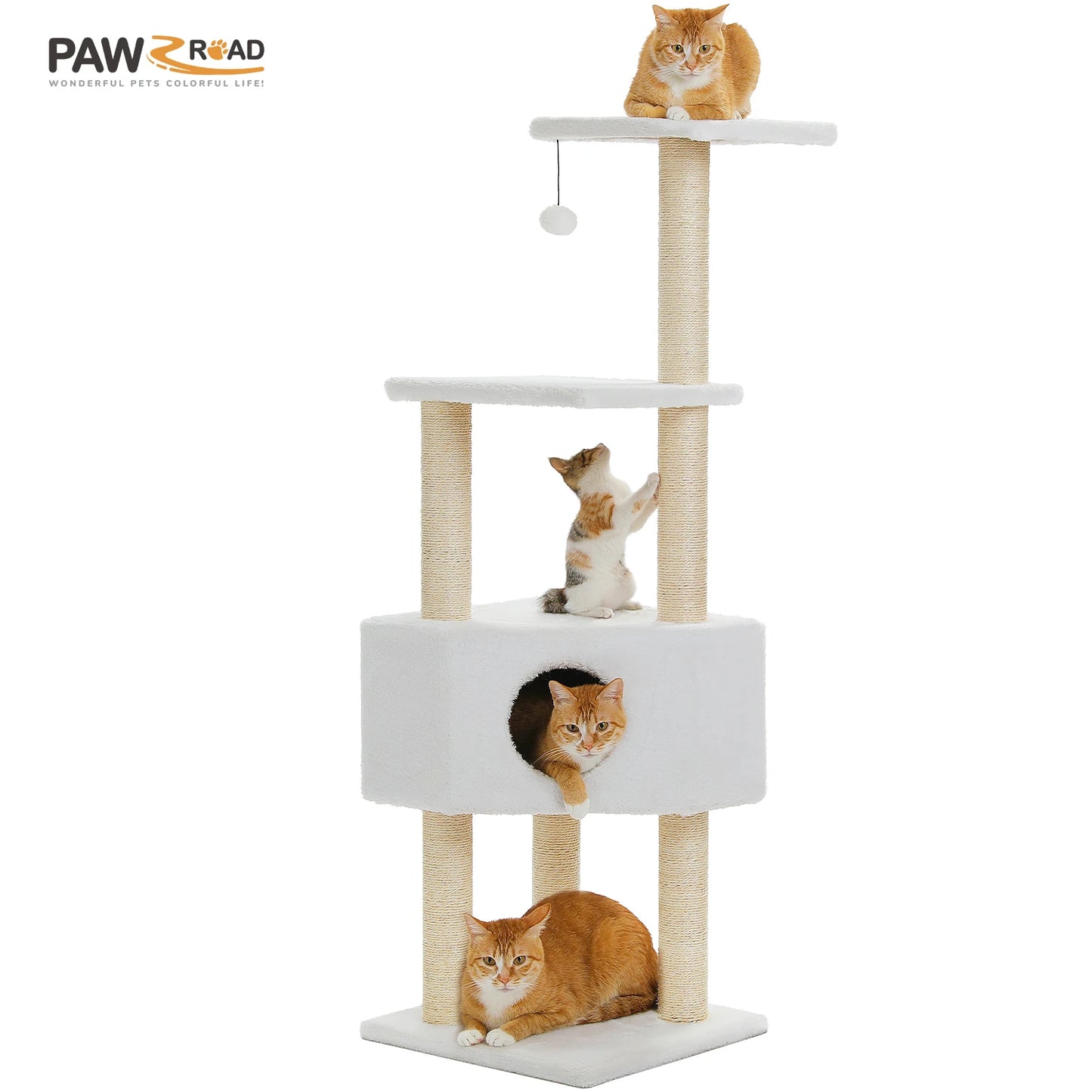 Cat Tree with Toy Cat Tower Condo for Indoor Cats House with Padded Plush Perch Cozy Hammock and Sisal Scratching Posts