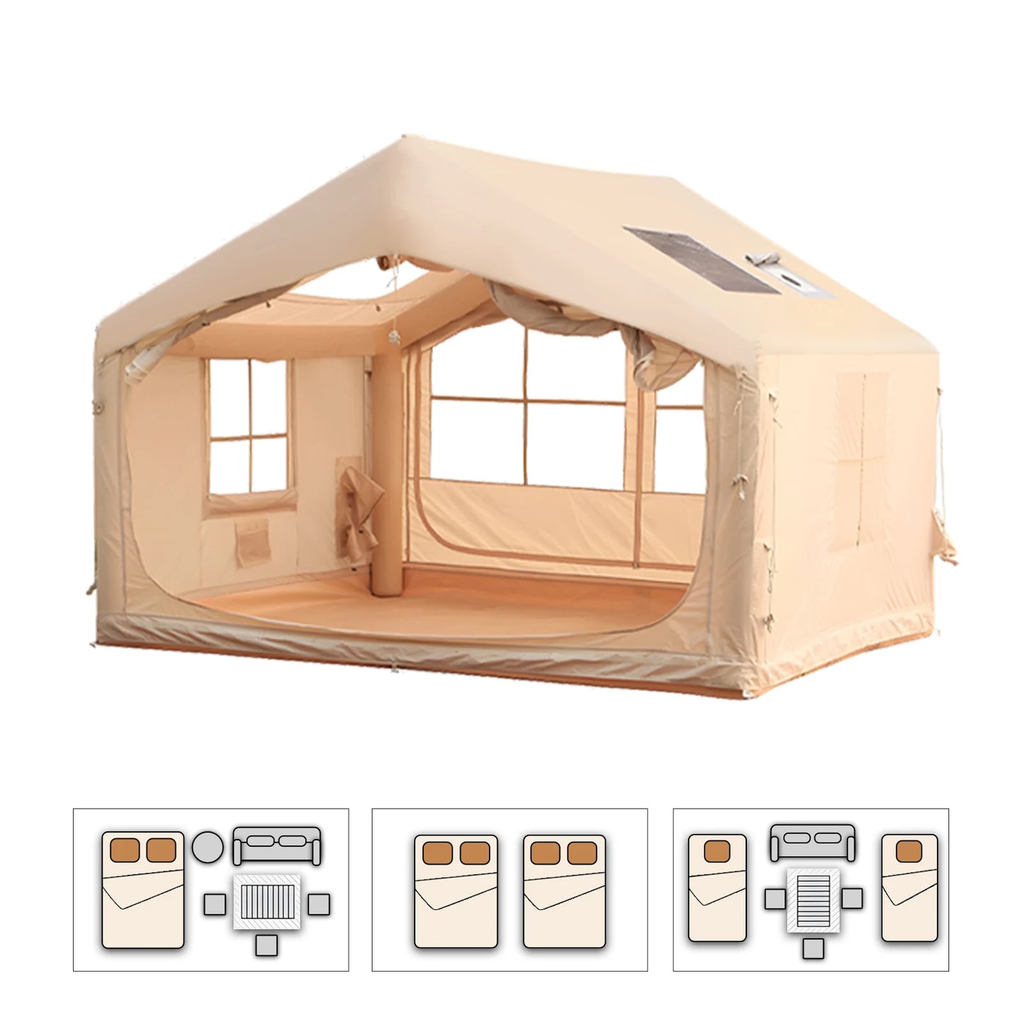 6-8 People Inflatable Tent for Camping with Pump Portable Blow Up Tent Easy Set-up Air Tent