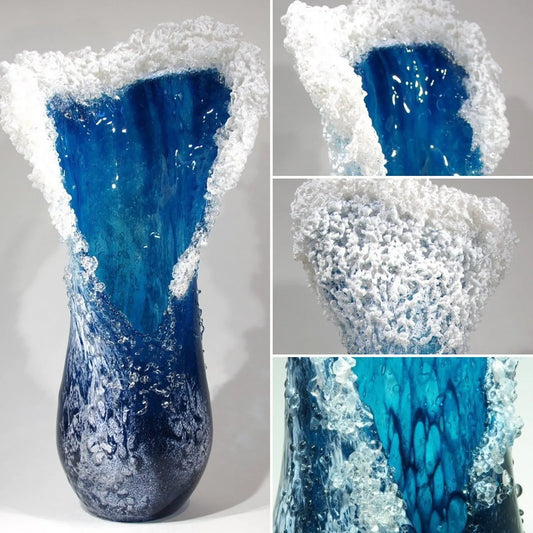 Sea Wave Vase, Wavy Resin Blue Vase For Home Decor
