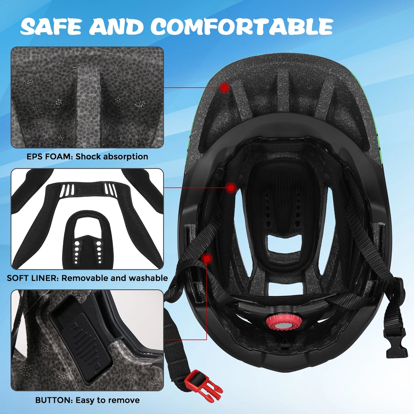 2-in-1 Kids Bicycle Helmet Child Sports Safety Cycling Protection Full Face Helmet