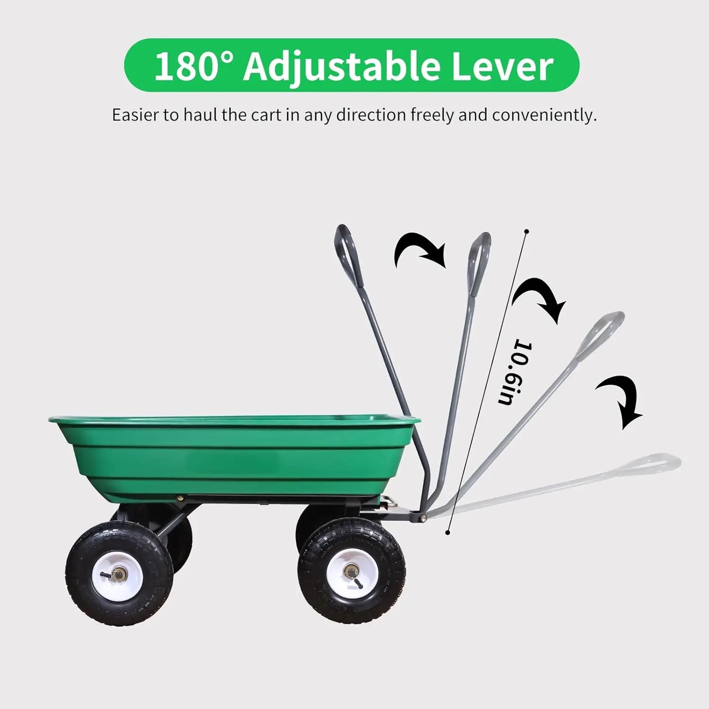 600 Lbs Poly Garden Dump Cart,Camping Beach Wagon with 180° Rotating Handle and 10"Pneumatic Tires