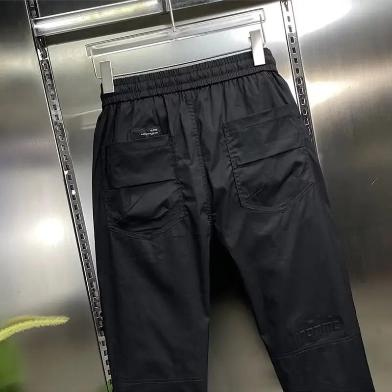 Casual Men's Summer Joggers Trousers Big Size Korean Style Elastic Waist Ankle-Length Workout Pants