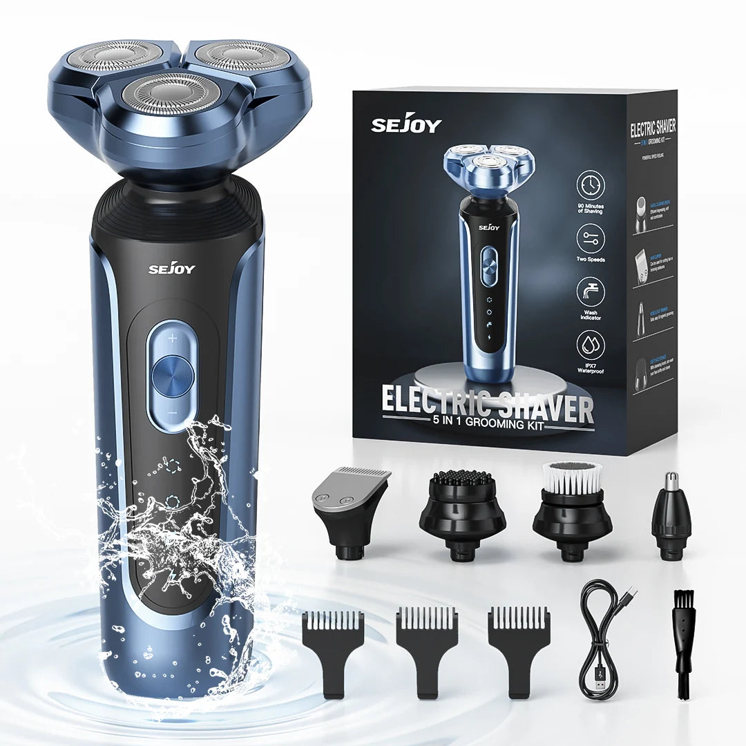 SEJOY Rotary Electric Shaver Kit Rechargeable Multi-function Beard Trimmer