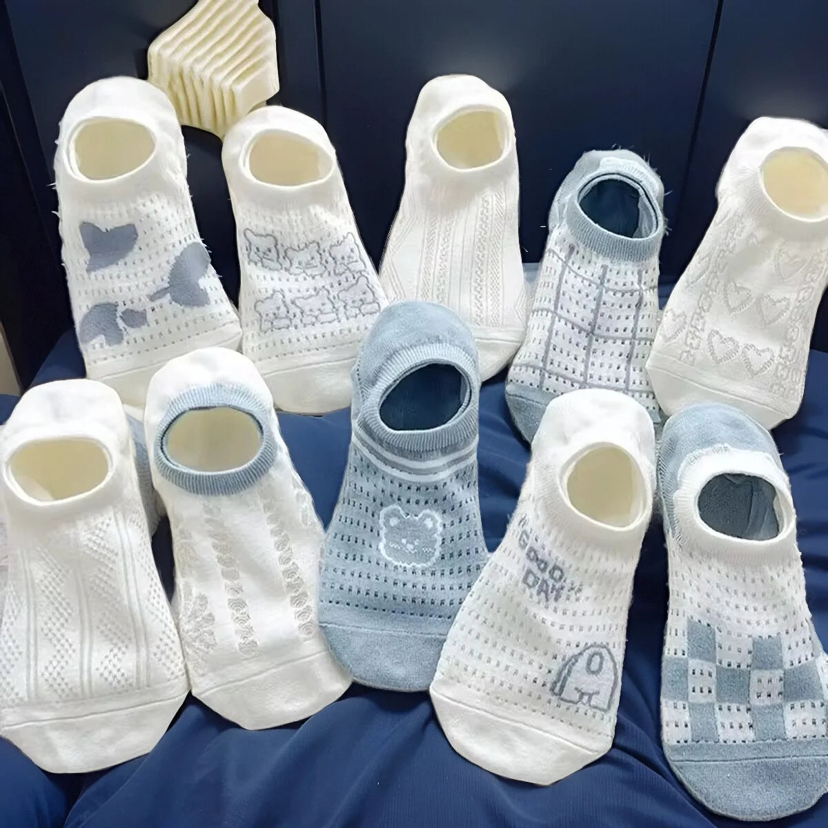 10 Pairs Fuzzy Print Socks Cute Lightweight Women's Hosiery
