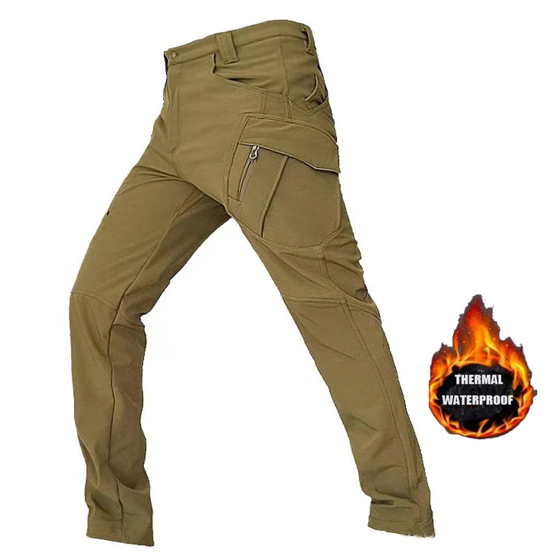 Men's City Cargo Fleece Softshell Hiking Pants for Autumn Winter Casual Trekking Climbing Fishing and Hunting M to 5XL