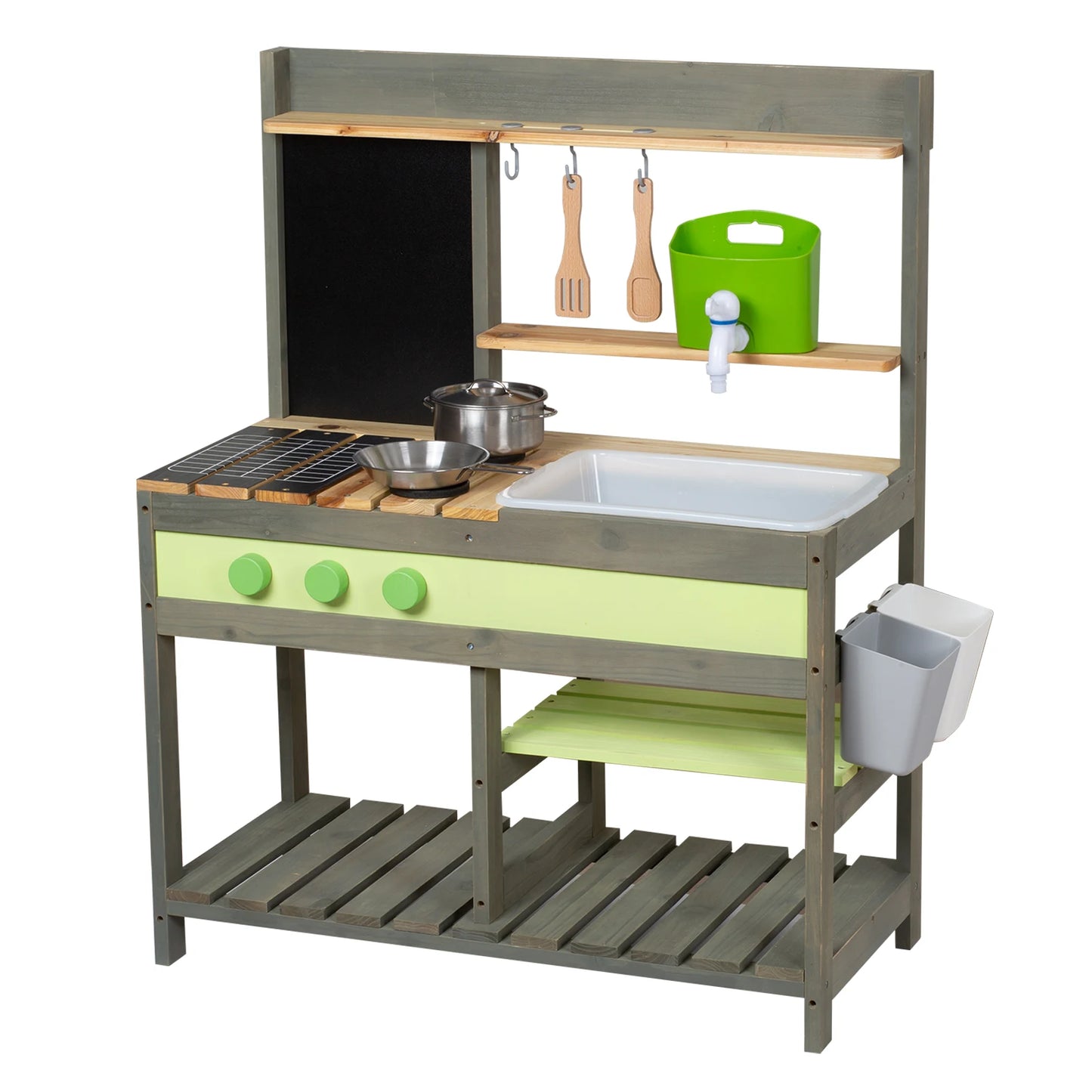 Mud Kitchen Playset for Kids, Deluxe Wooden Toy Set