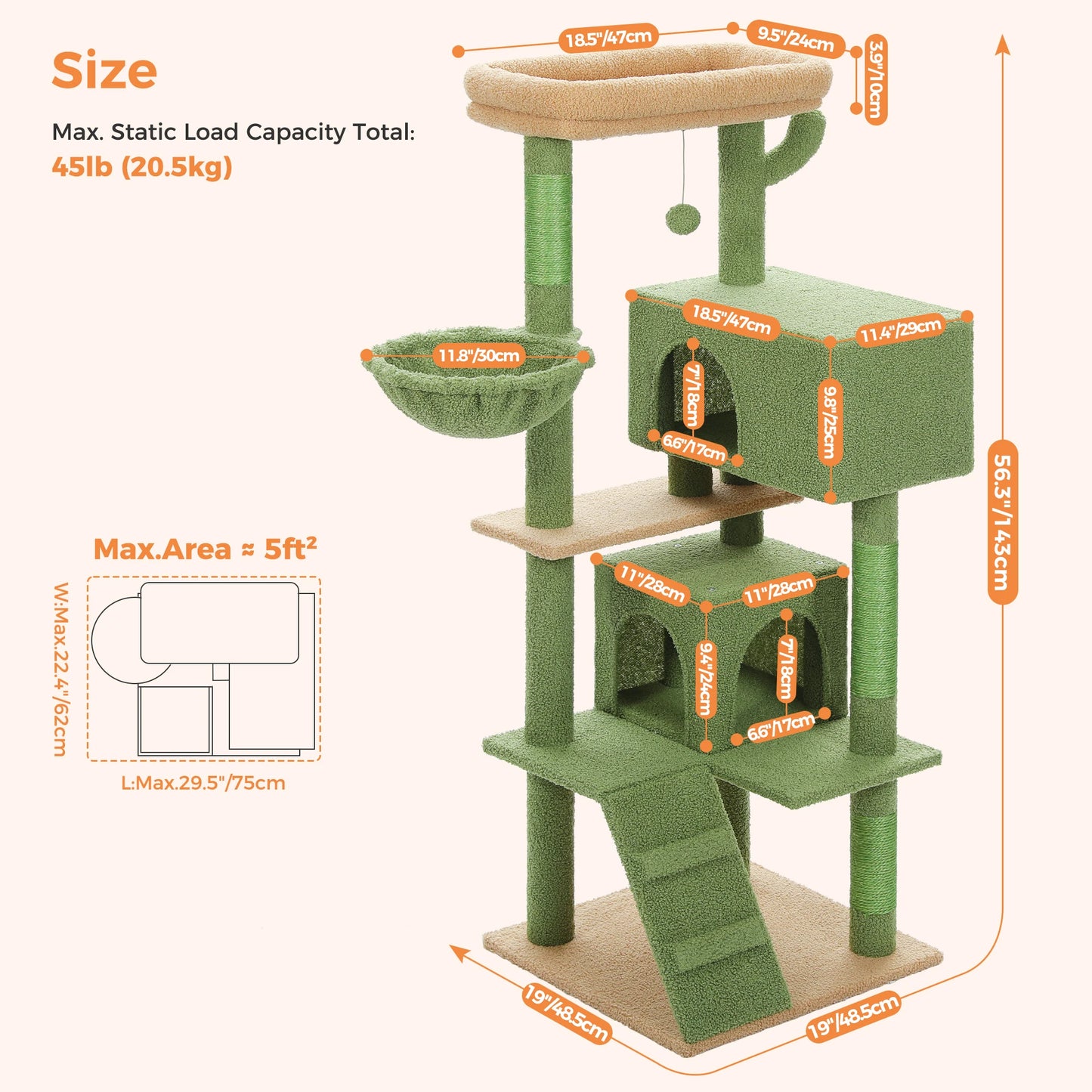 Cat Tree with Toy Cat Tower Condo for Indoor Cats House with Padded Plush Perch Cozy Hammock and Sisal Scratching Posts