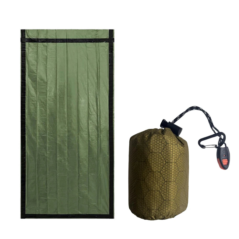 Emergency Sleeping Bag Portable Bivy Sack PE Aluminum Film Warm Windproof Waterproof Blanket