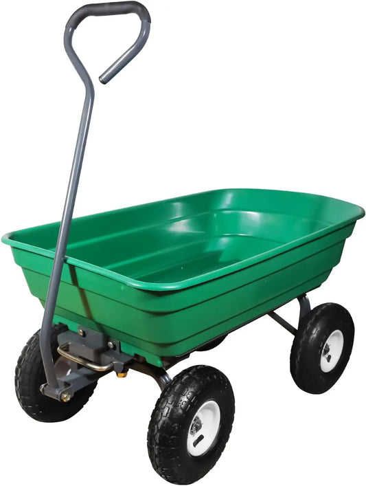 600 Lbs Poly Garden Dump Cart,Camping Beach Wagon with 180° Rotating Handle and 10"Pneumatic Tires