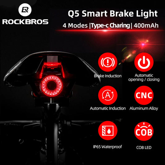 Bicycle Auto Brake Sensing Light Waterproof LED Charging Taillight Bike Rear Light Accessories