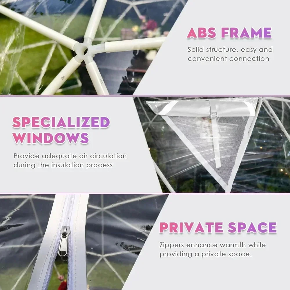 Garden Dome Greenhouse with PVC Cover, Waterproof Garden Bubble Dome Tent with 2 X 10M Light Strings