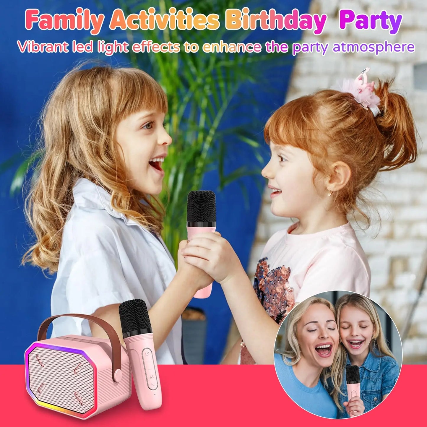 Mini Karaoke Machine for Kids Portable Bluetooth Microphone