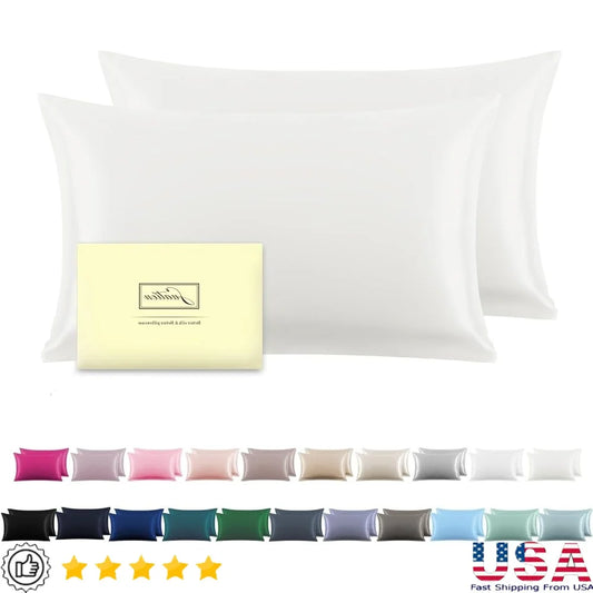 Mulberry Silk Pillow Cases 2 Pack Soft Satin King Size Covers