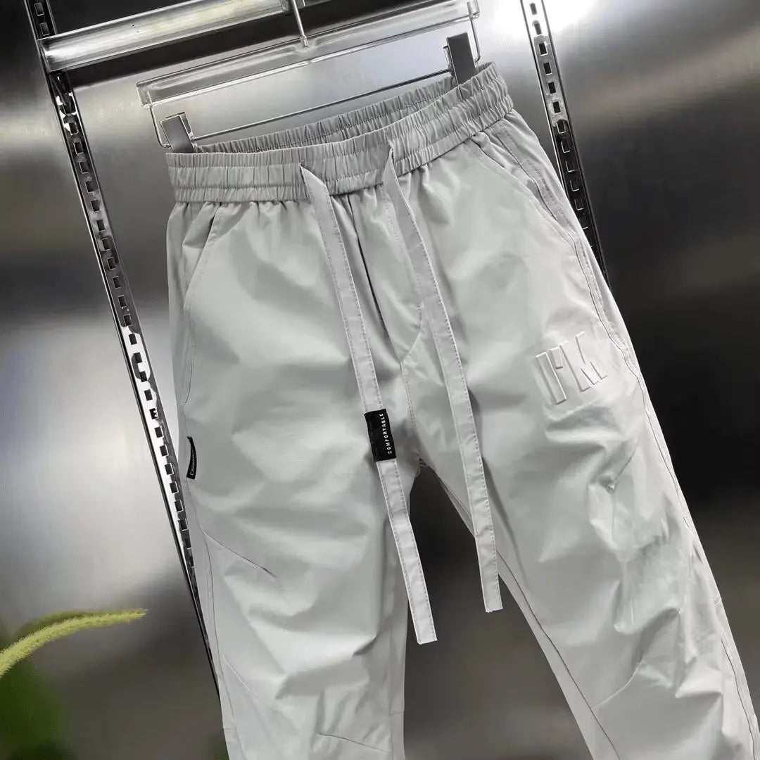 Casual Men's Summer Joggers Trousers Big Size Korean Style Elastic Waist Ankle-Length Workout Pants