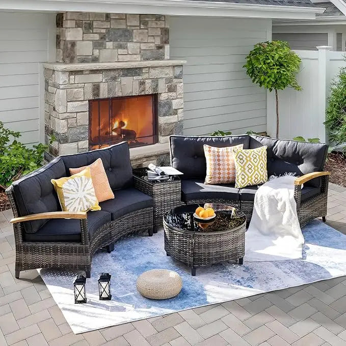 Patio Furniture Bistro Set with 4 Chairs and 2 Tables