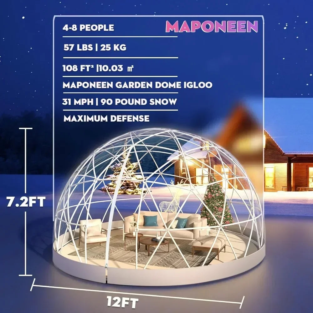 Garden Dome Greenhouse with PVC Cover, Waterproof Garden Bubble Dome Tent with 2 X 10M Light Strings