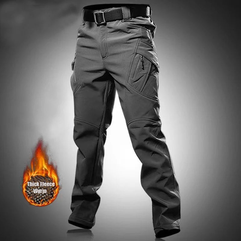Men's City Cargo Fleece Softshell Hiking Pants for Autumn Winter Casual Trekking Climbing Fishing and Hunting M to 5XL