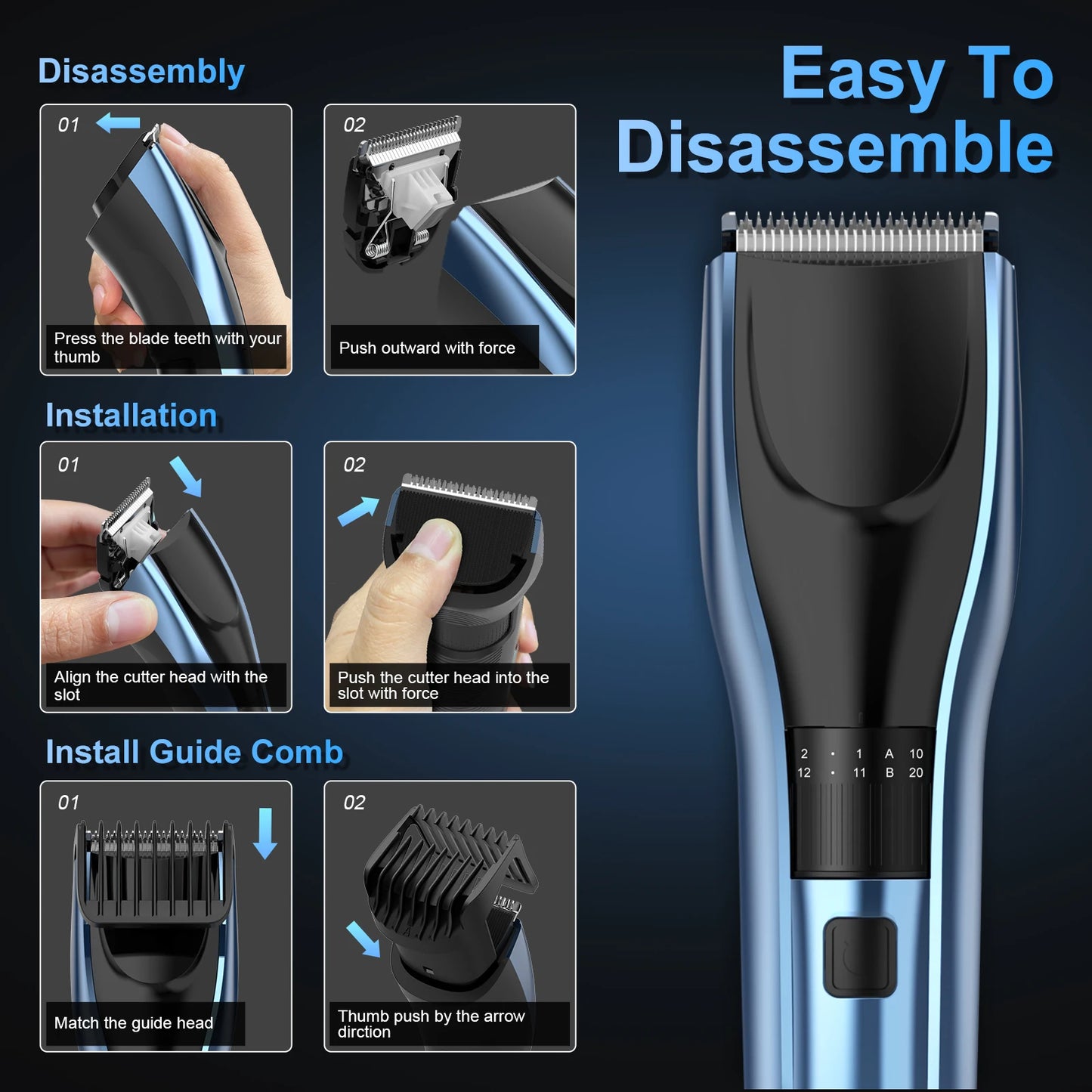 Sejoy Hair Trimmer Electric for Men Women Rechargeable Clipper