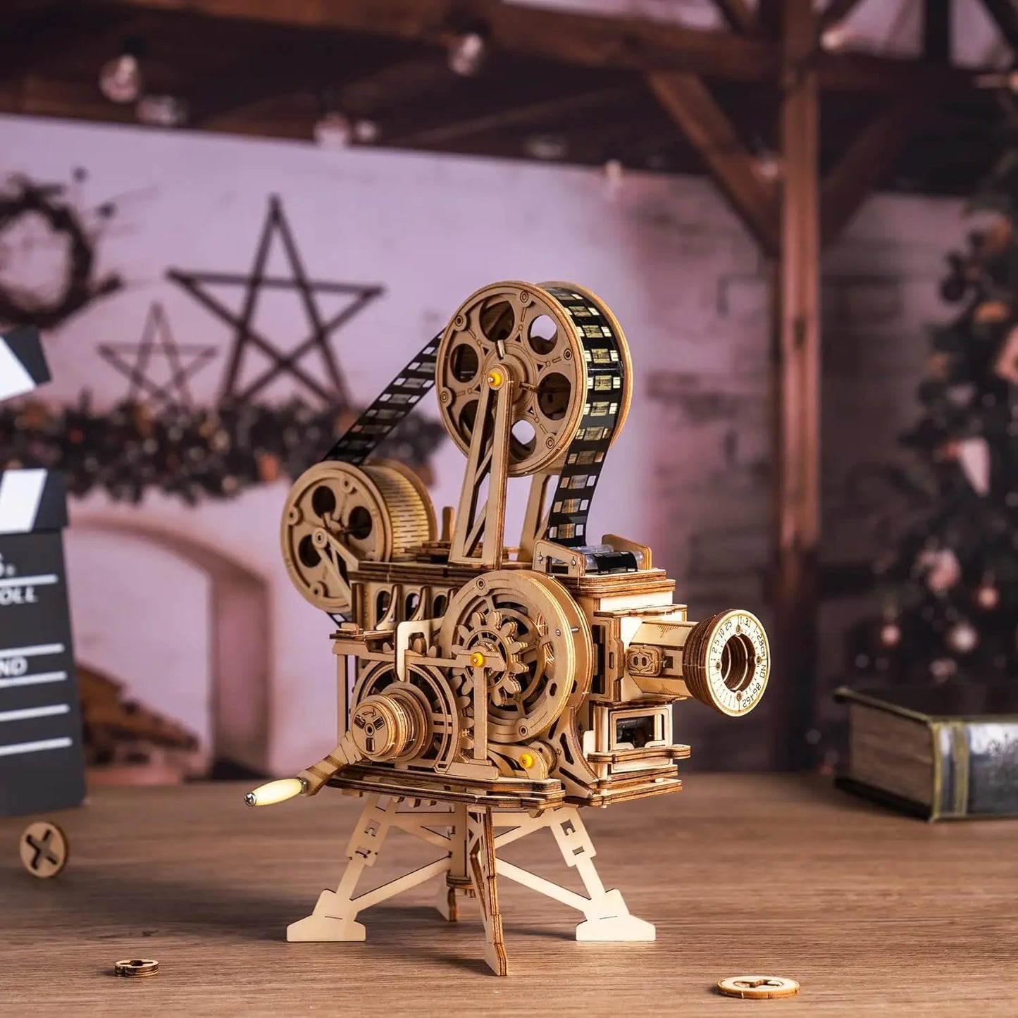 Robotime ROKR Hand Crank Projector Vitascope 3D Wooden Puzzle