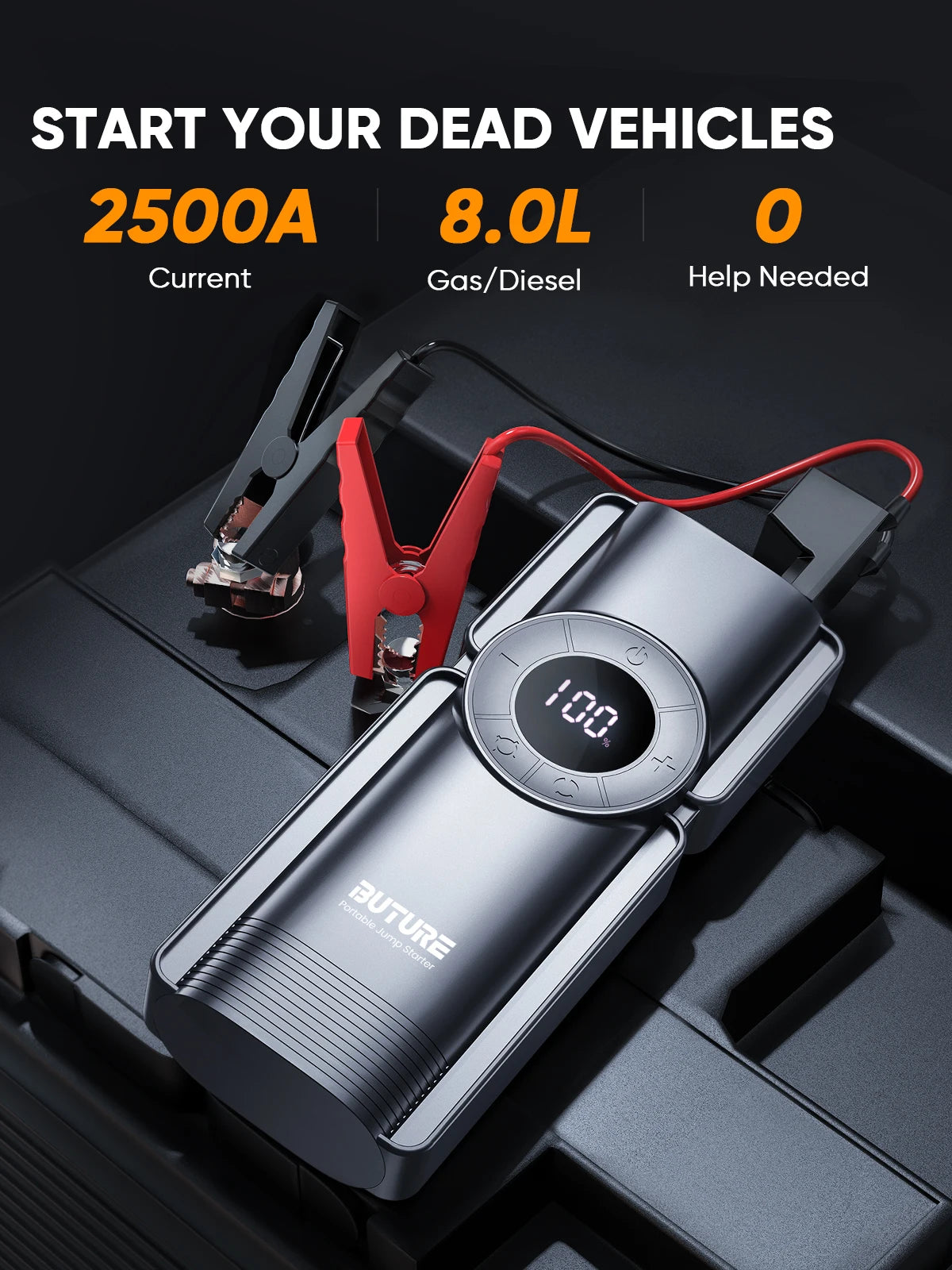 Pump Air Compressor Jump Starter Power Bank 2500A Starting Device 15V Digital Tire Inflator