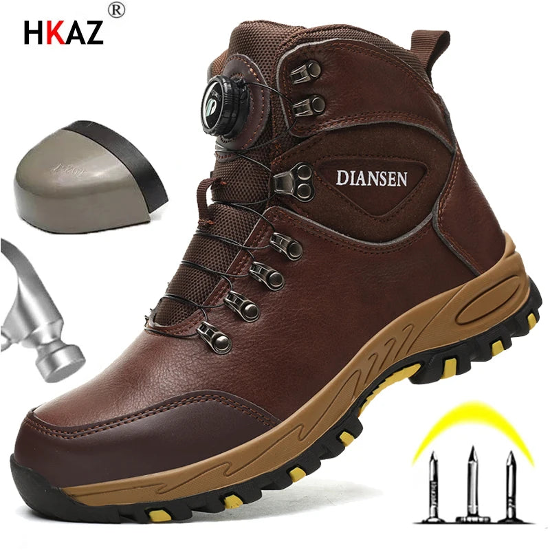 Rotating Button Safety Shoes Men Work Sneakers Indestructible