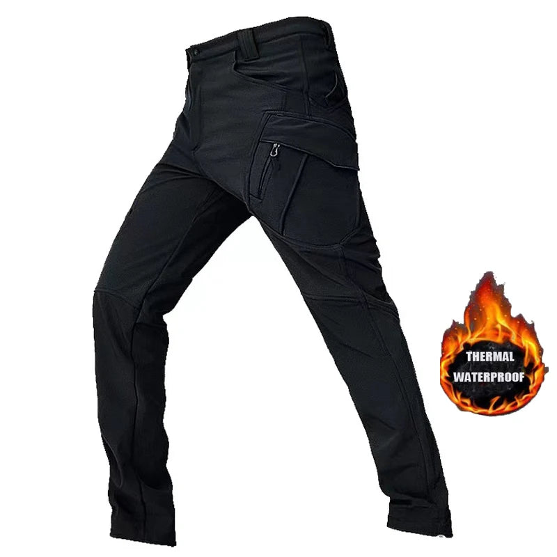 Men's City Cargo Fleece Softshell Hiking Pants for Autumn Winter Casual Trekking Climbing Fishing and Hunting M to 5XL