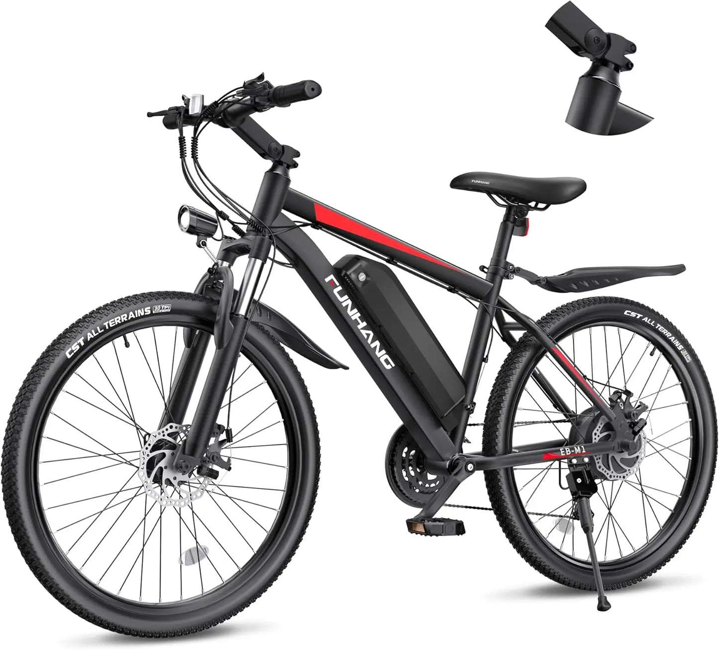 Electric Bike, 26'' 1000W Peak Ebike,Up to 50 Miles 21.7MPH with 48V 374.4WH Removable Battery