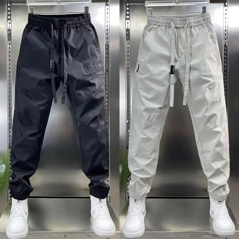 Casual Men's Summer Joggers Trousers Big Size Korean Style Elastic Waist Ankle-Length Workout Pants