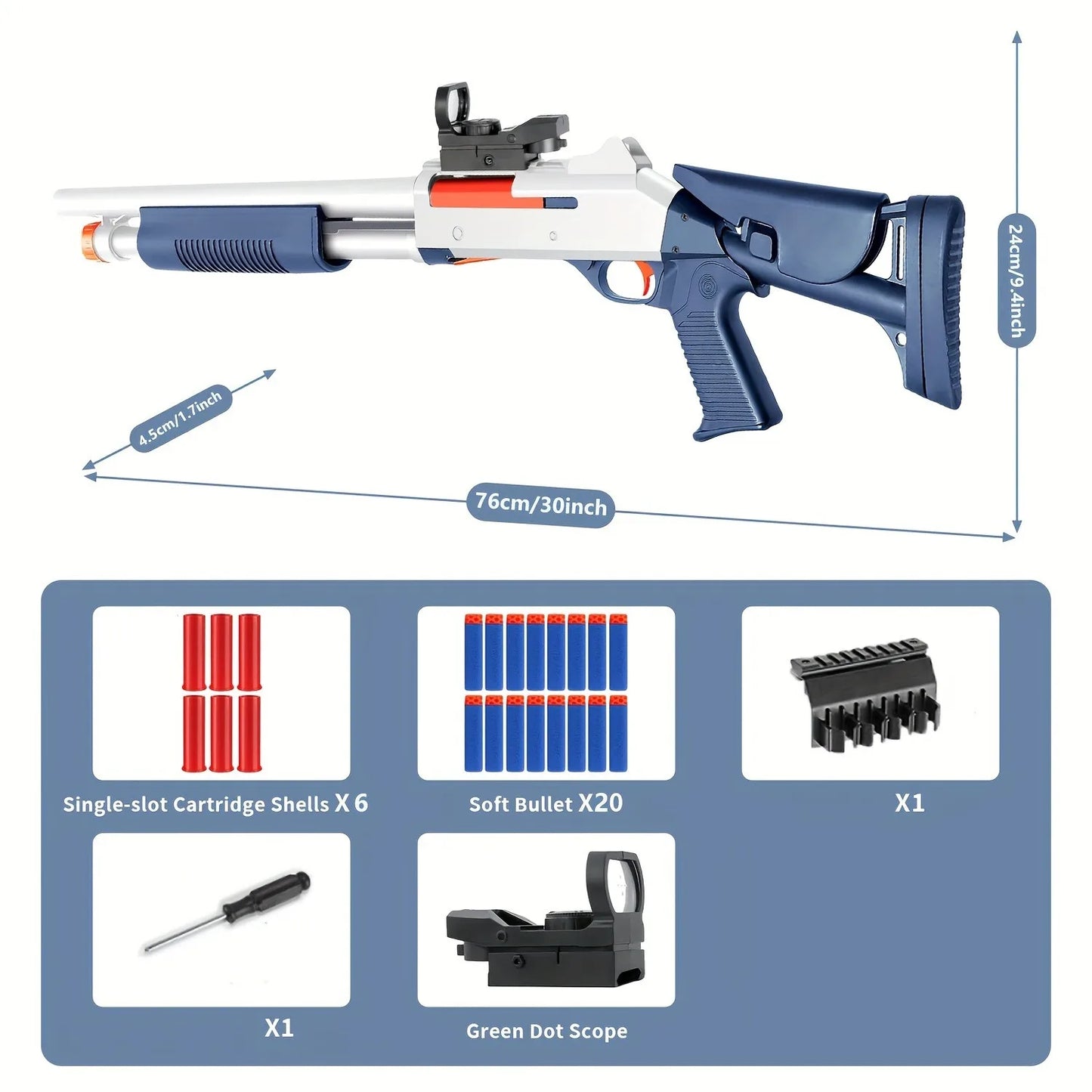 Soft Bullet Toy Gun Shotgun Shell Ejecting 30-Inch Indoor
