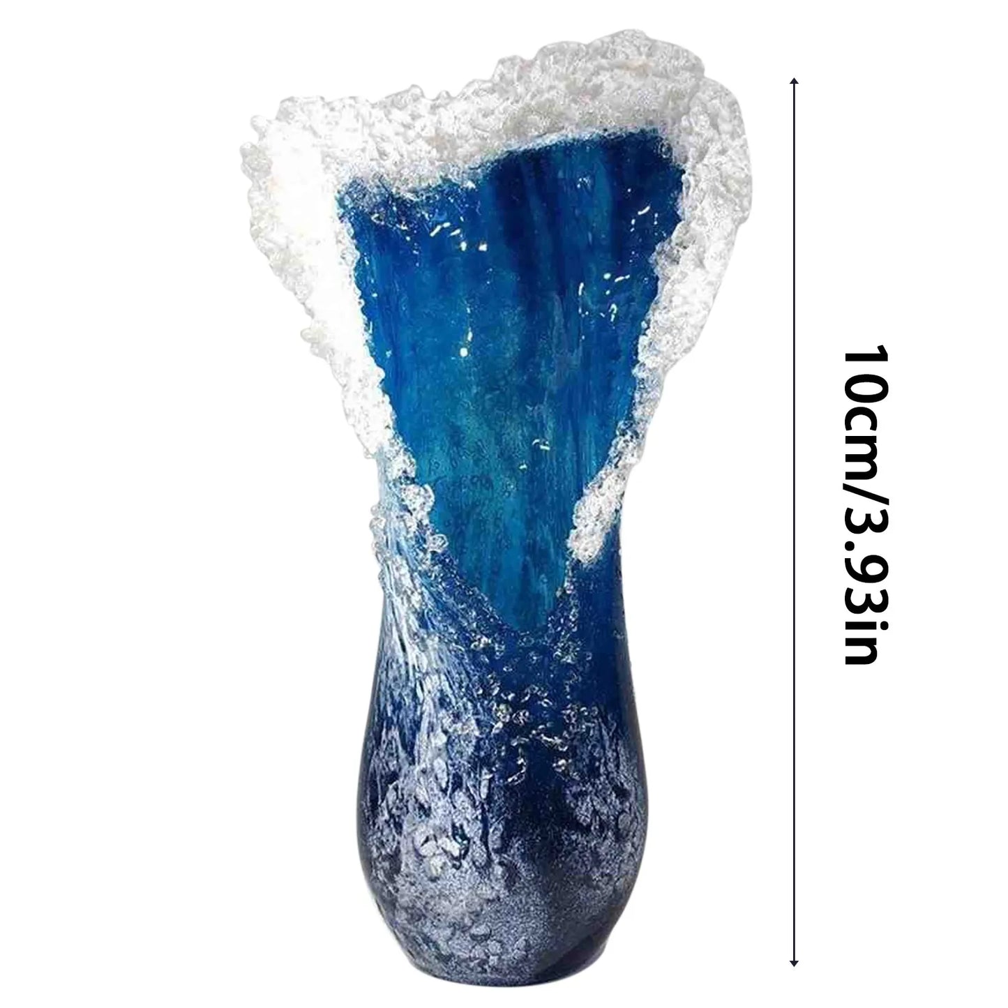 Sea Wave Vase, Wavy Resin Blue Vase For Home Decor