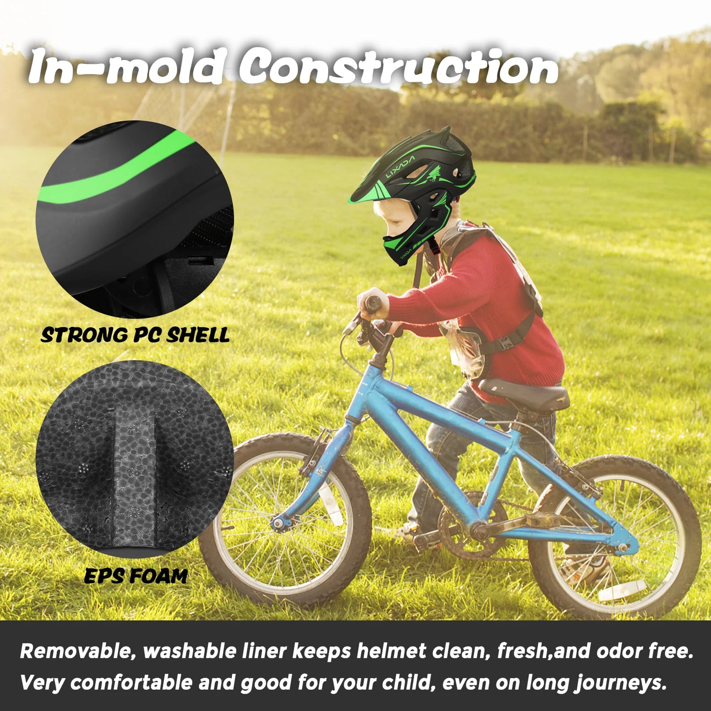 2-in-1 Kids Bicycle Helmet Child Sports Safety Cycling Protection Full Face Helmet