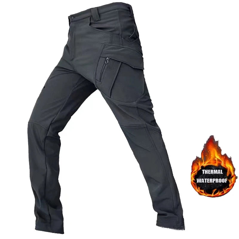 Men's City Cargo Fleece Softshell Hiking Pants for Autumn Winter Casual Trekking Climbing Fishing and Hunting M to 5XL