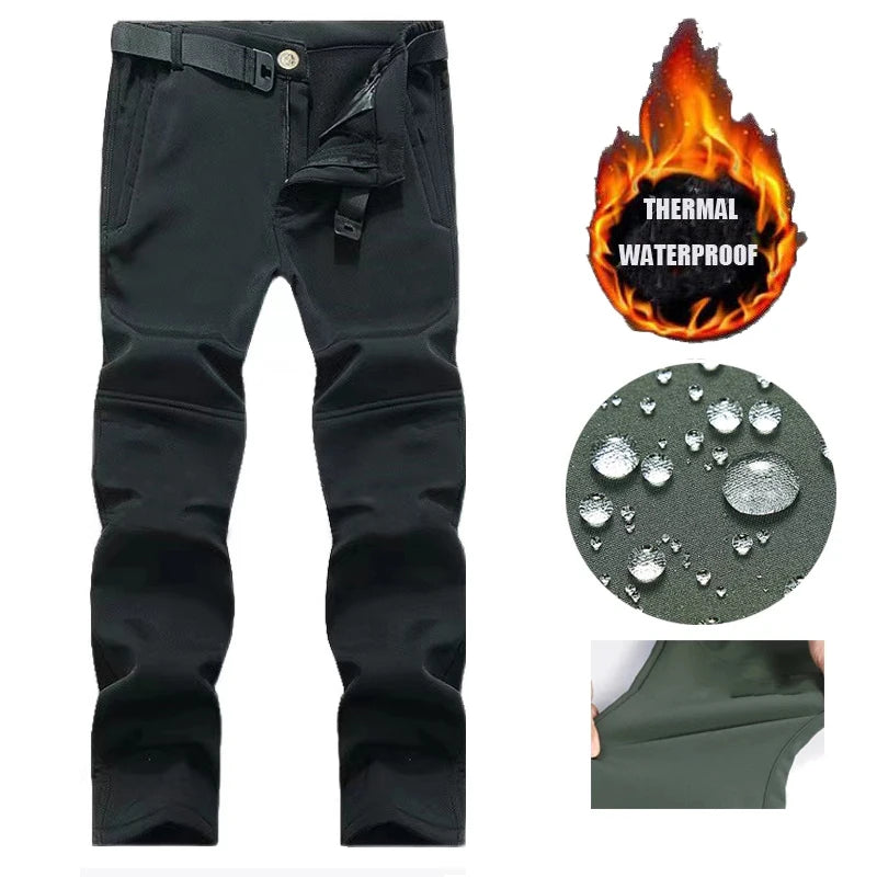Men's City Cargo Fleece Softshell Hiking Pants for Autumn Winter Casual Trekking Climbing Fishing and Hunting M to 5XL
