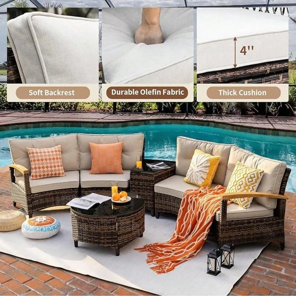Patio Furniture Bistro Set with 4 Chairs and 2 Tables