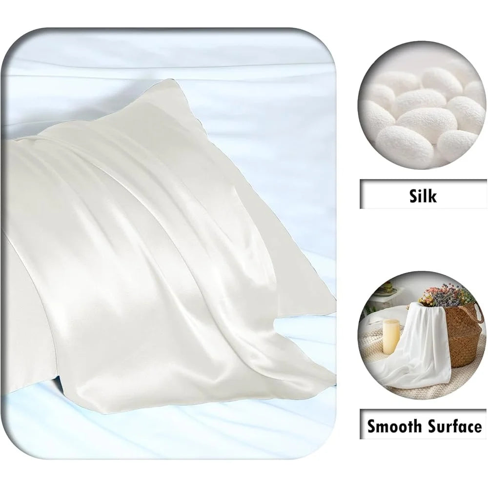 Mulberry Silk Pillow Cases 2 Pack Soft Satin King Size Covers