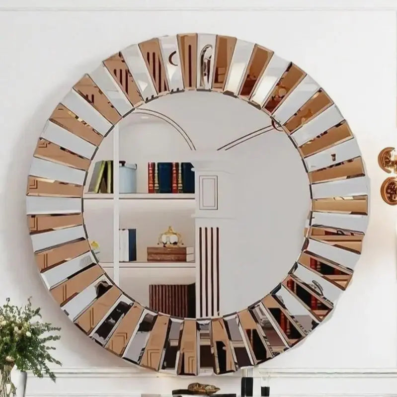 60/80CM Round Starburst Decorative Wall Mirror Gorgeous Tawny Accent Mirror