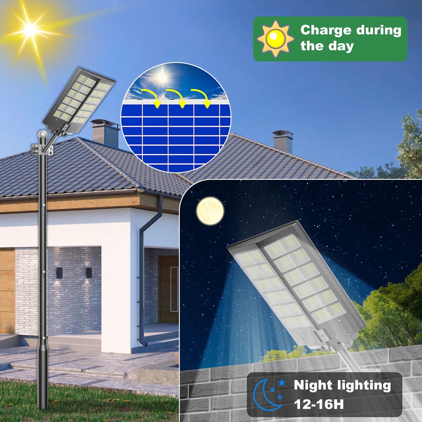 4800W Outdoor Solar Street Light High Brightness with Motion Sensor and Remote Control Waterproof