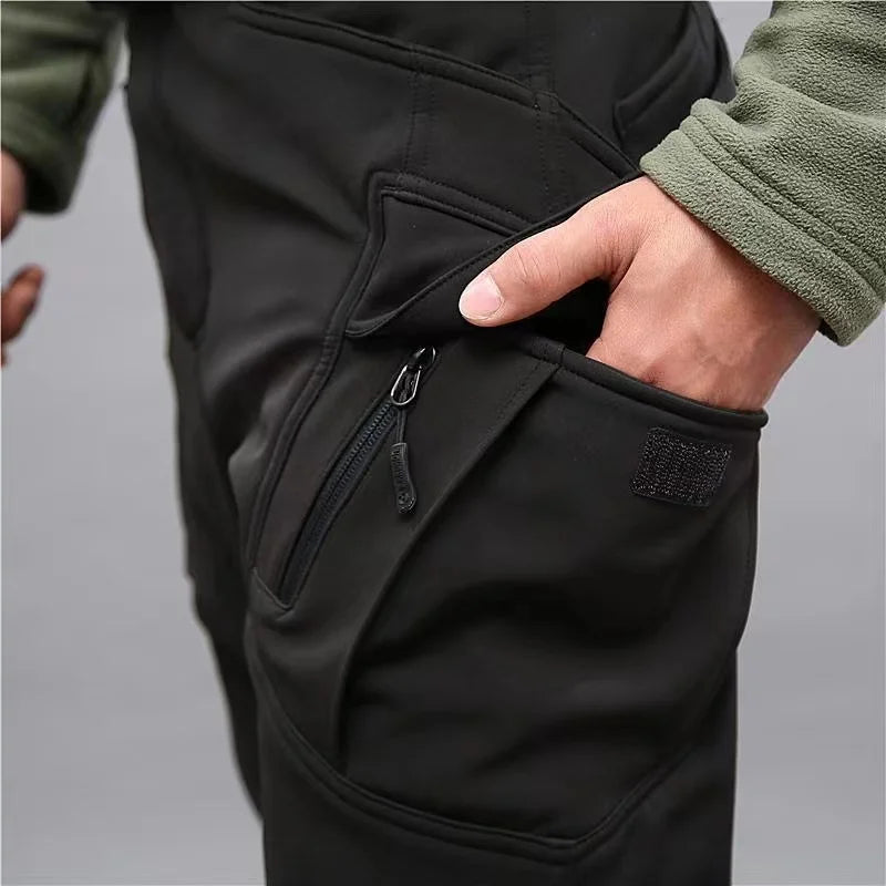 Men's City Cargo Fleece Softshell Hiking Pants for Autumn Winter Casual Trekking Climbing Fishing and Hunting M to 5XL