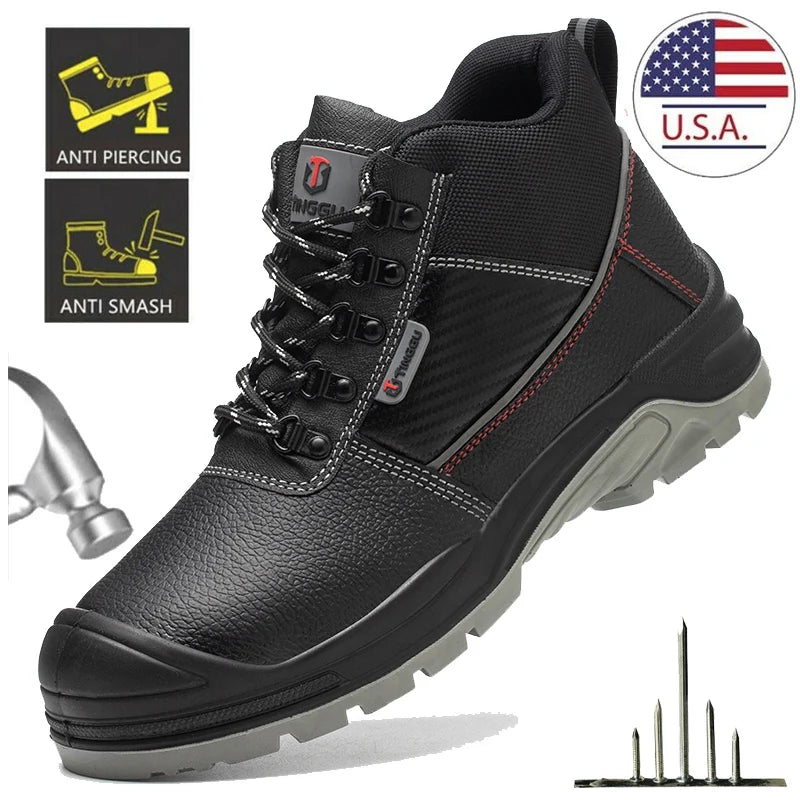 Safety Shoes Men Waterproof Work Boots Indestructible Steel Toe