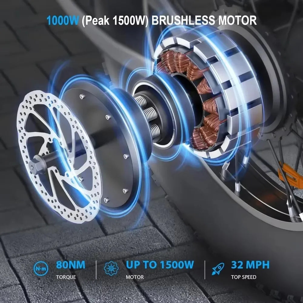 20 Inch Fat Tire Ebike with 1000W Motor 48V13Ah Battery