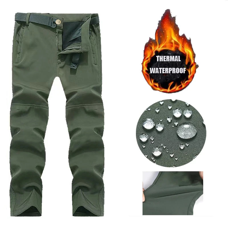 Men's City Cargo Fleece Softshell Hiking Pants for Autumn Winter Casual Trekking Climbing Fishing and Hunting M to 5XL