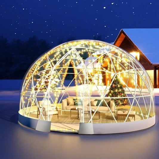 Garden Dome Greenhouse with PVC Cover, Waterproof Garden Bubble Dome Tent with 2 X 10M Light Strings
